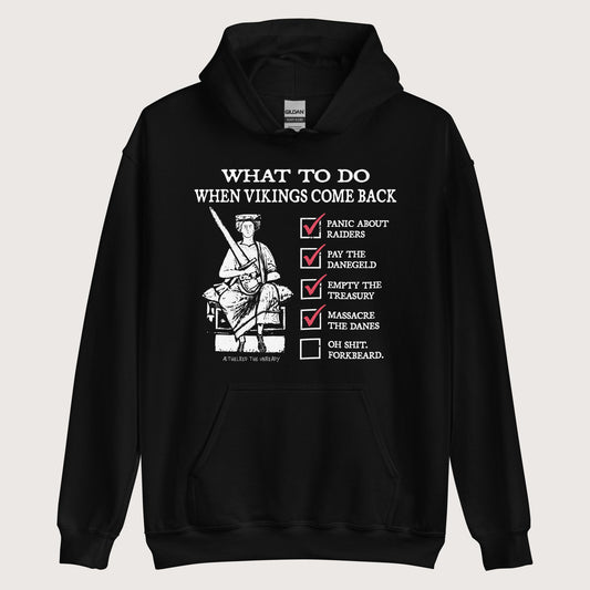 Black Æthelred the Unready Viking Raid Survival Guide Hoodie - history buff gift by HistoHead