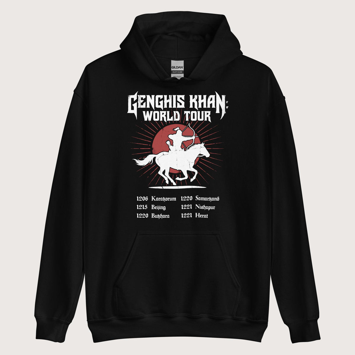 Black Genghis Khan World Tour Hoodie - history buff gift by HistoHead