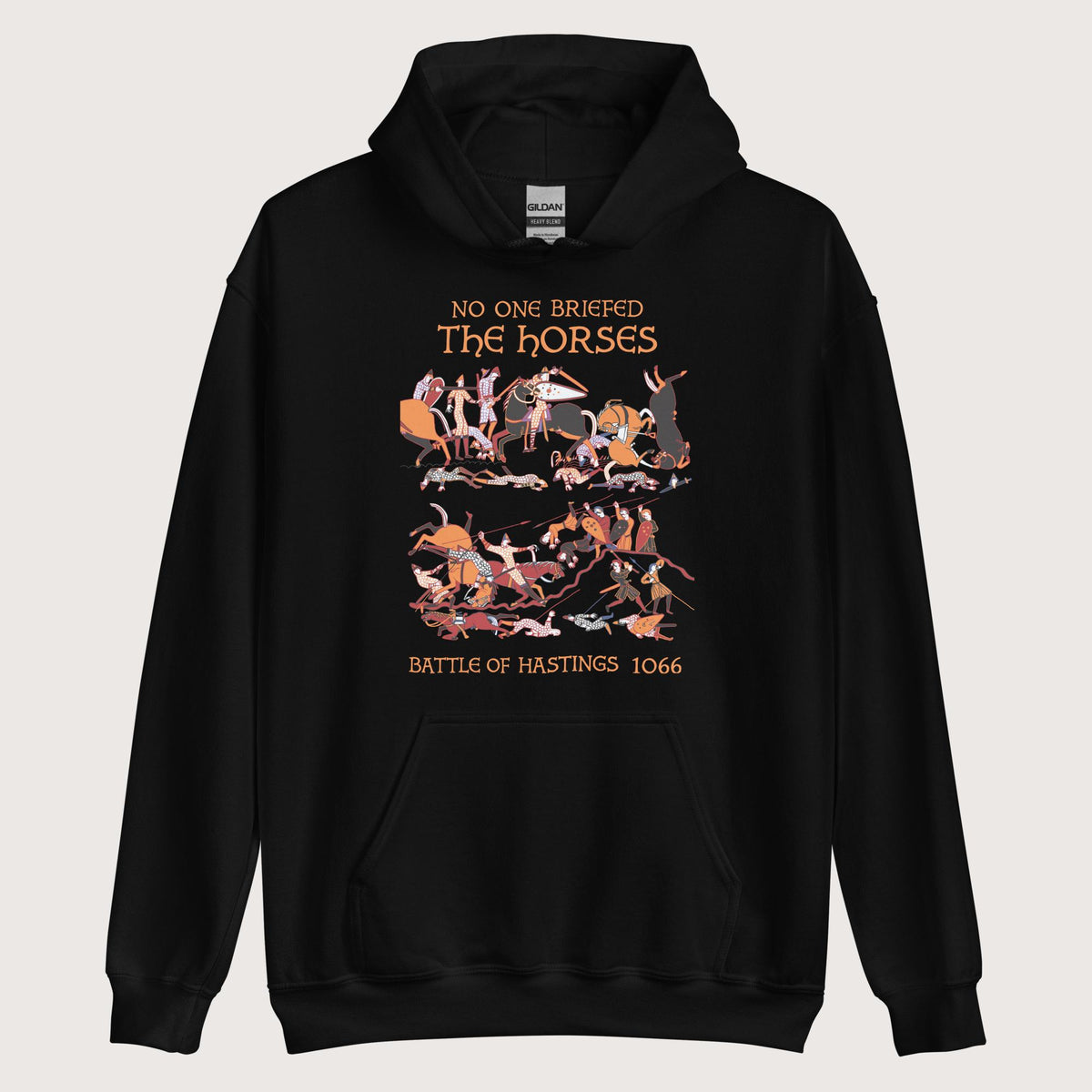 Black Bayeux Tapestry No One Briefed the Horses Hoodie - history buff gift by HistoHead