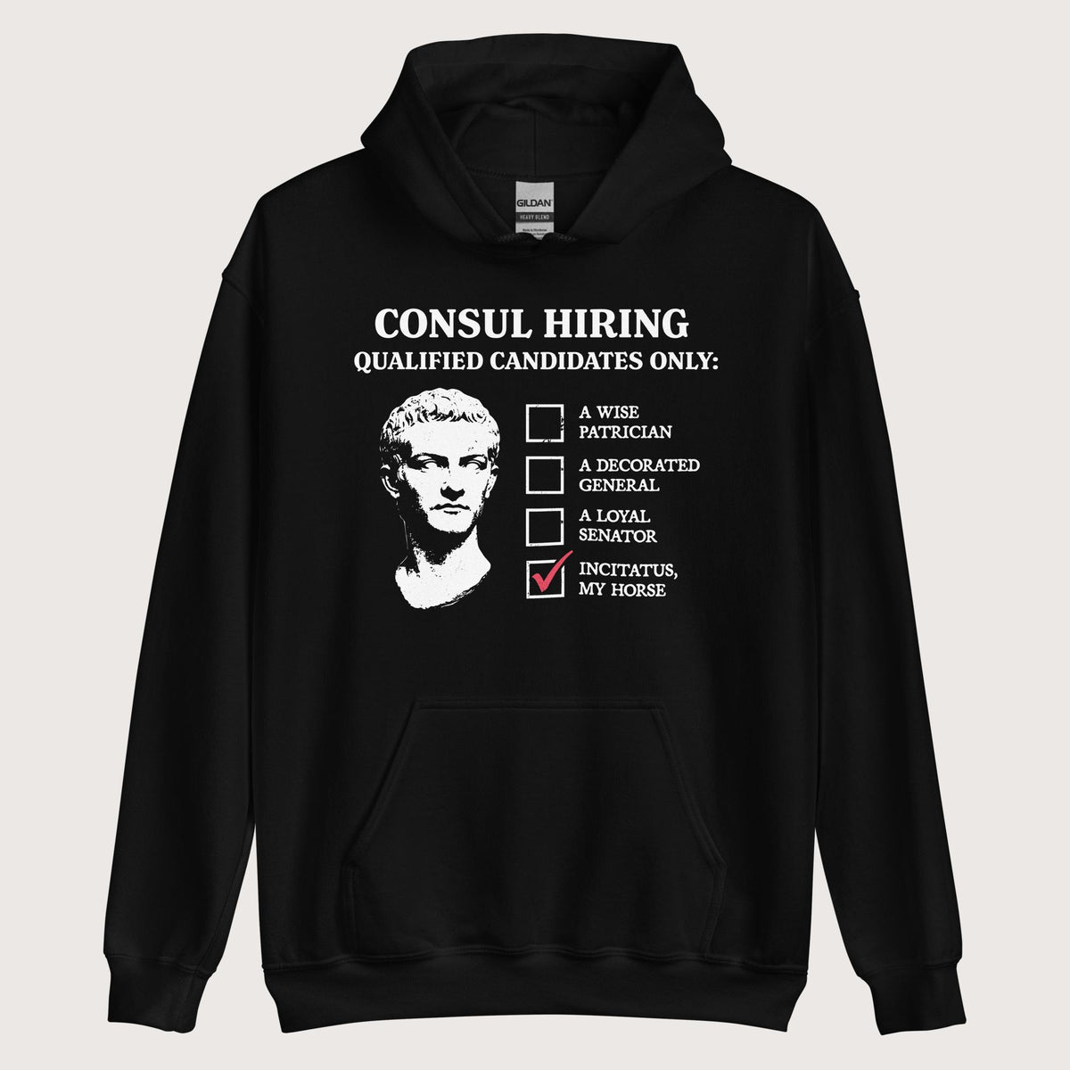 Black Caligula's Nominee for Consul Hoodie - history buff gift by HistoHead