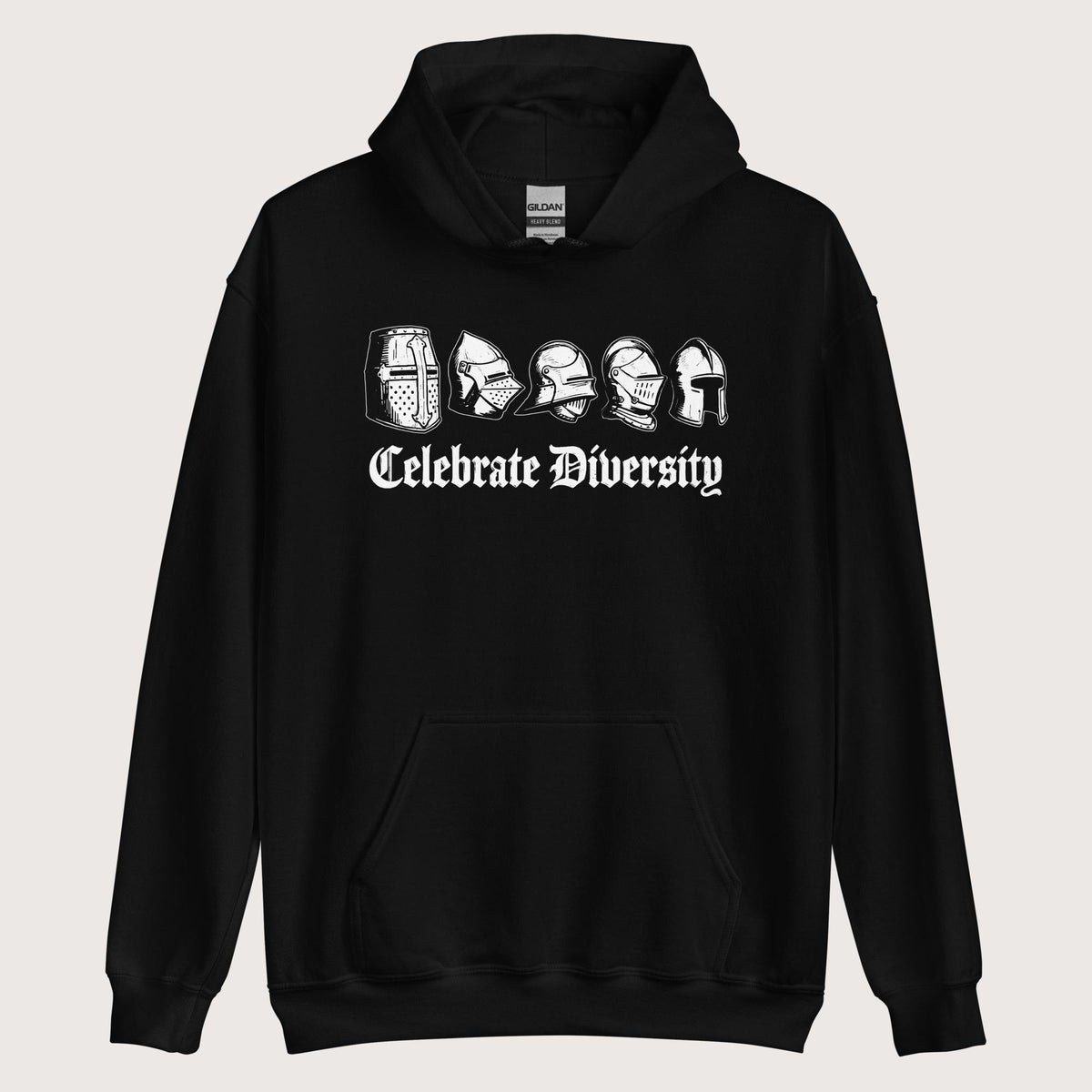 Black Celebrate Diversity Medieval Helmets Edition Hoodie - history buff gift by HistoHead