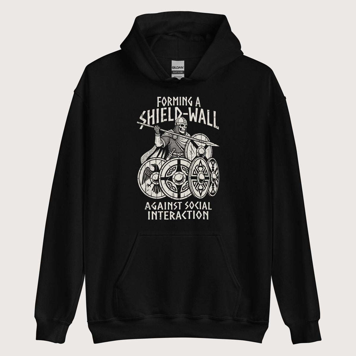 Black Shieldwall Against Social Interaction Hoodie - history buff gift by HistoHead
