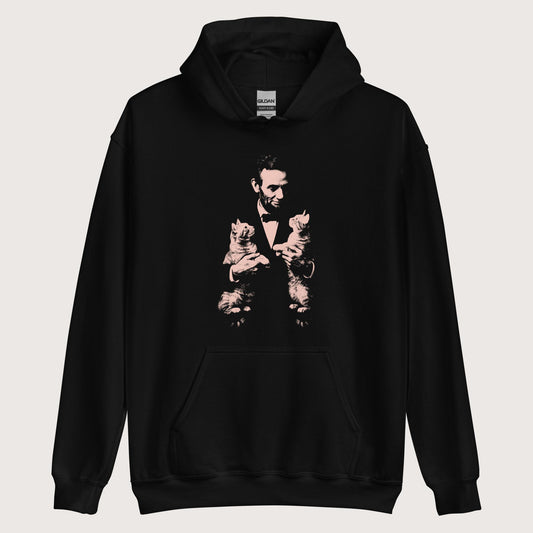 Black Lincoln Kittens Hoodie - history buff gift by HistoHead