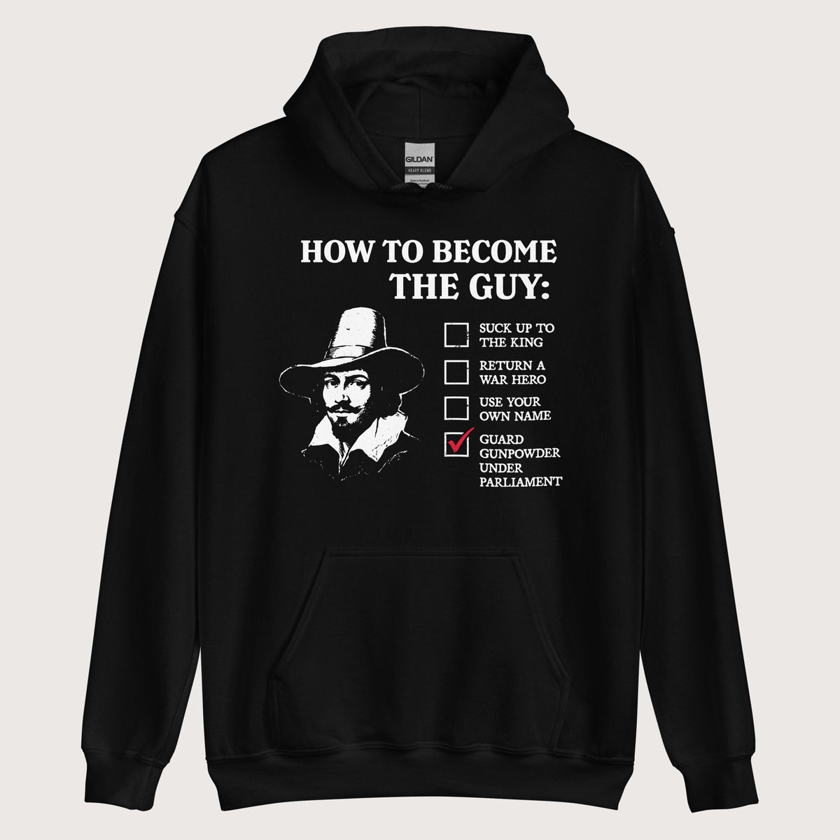 Black Guy Fawkes How to Become the Guy Hoodie - history buff gift by HistoHead
