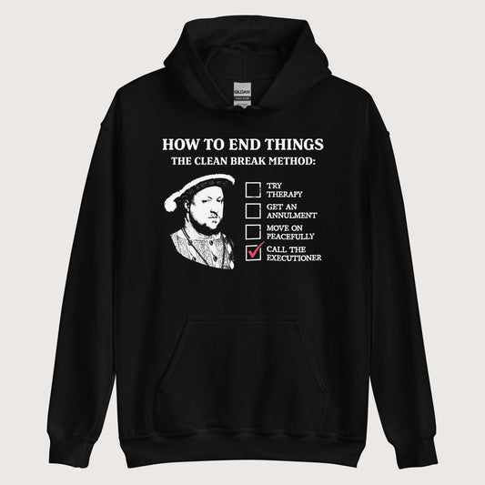 Black Henry VIII's Breakup Guide Hoodie - history buff gift by HistoHead