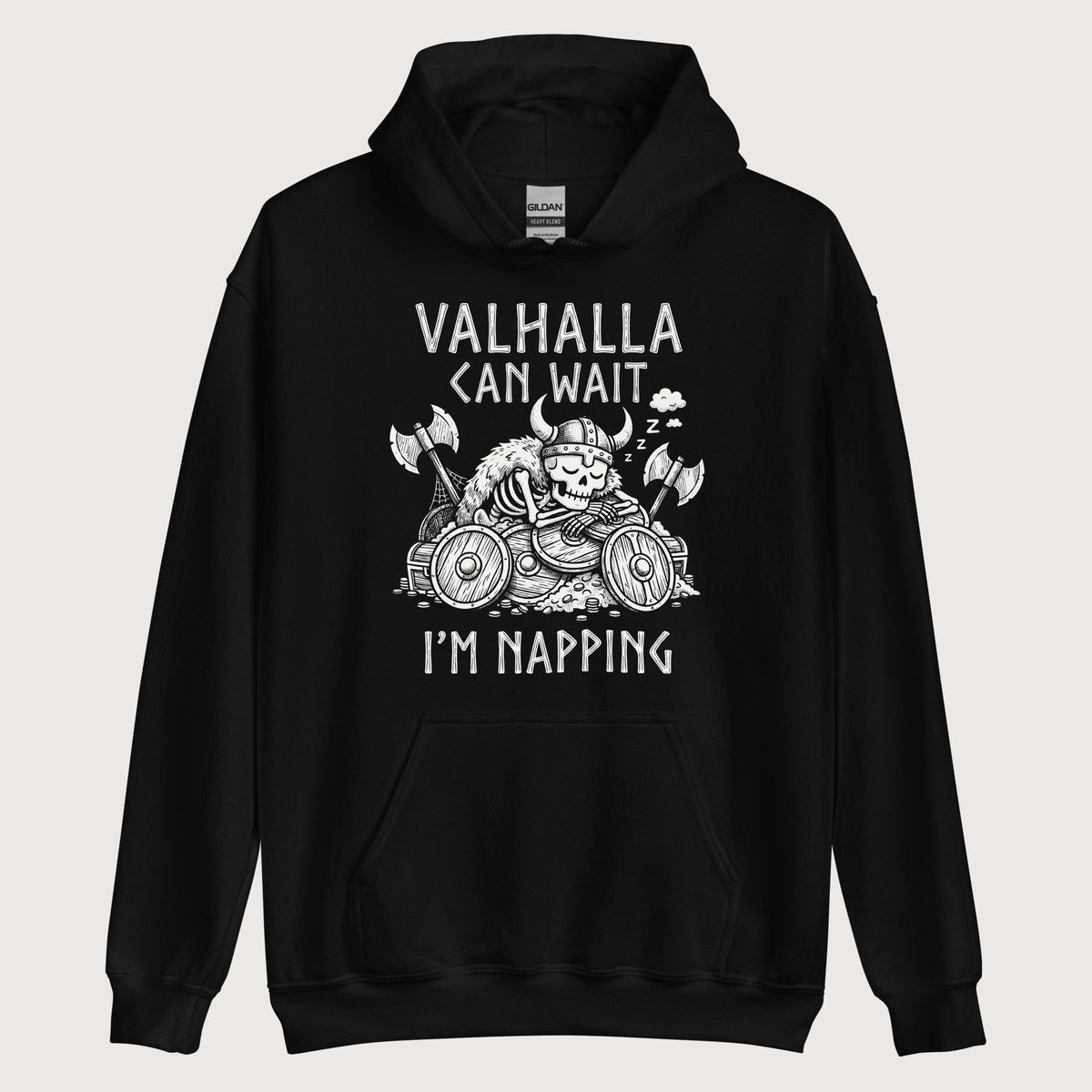 Black Valhalla Can Wait Hoodie - history buff gift by HistoHead