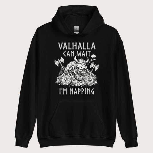 Black Valhalla Can Wait Hoodie - history buff gift by HistoHead
