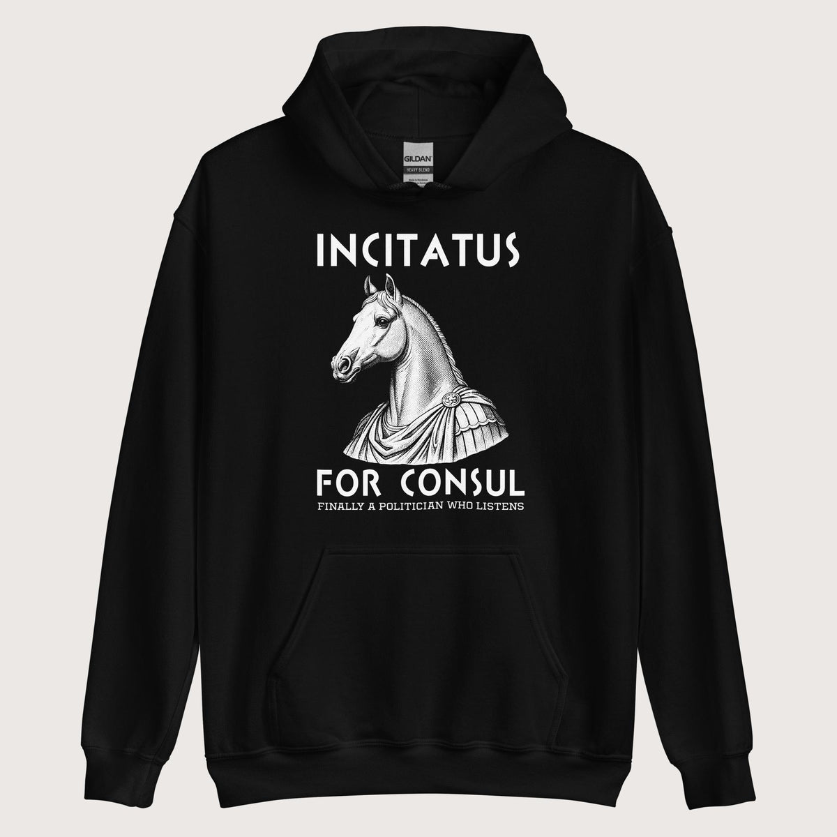 Black Incitatus For Consul Hoodie - history buff gift by HistoHead