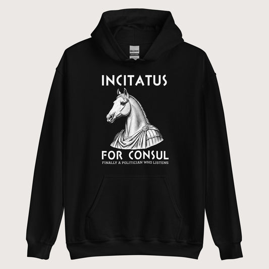 Black Incitatus For Consul Hoodie - history buff gift by HistoHead