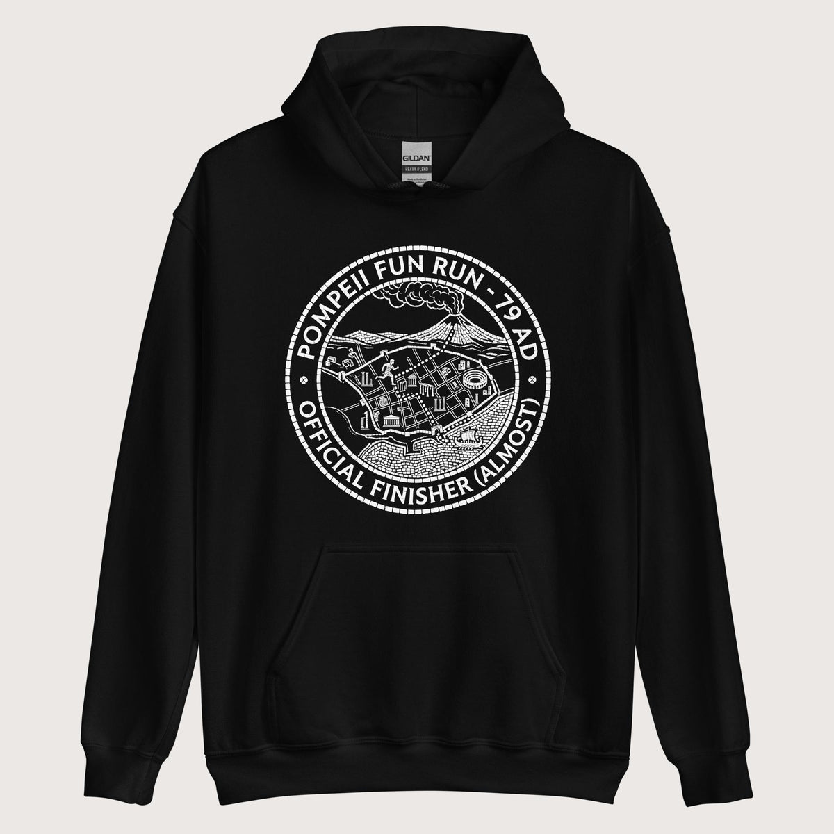 Black Pompeii Fun Run Official Finisher Hoodie - history buff gift by HistoHead