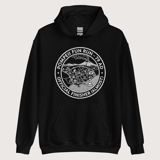 Black Pompeii Fun Run Official Finisher Hoodie - history buff gift by HistoHead