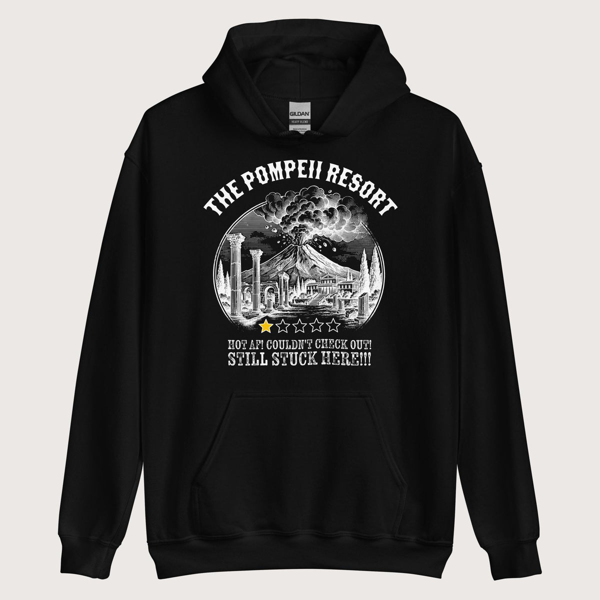 Black The Pompeii Resort Review Hoodie - history buff gift by HistoHead