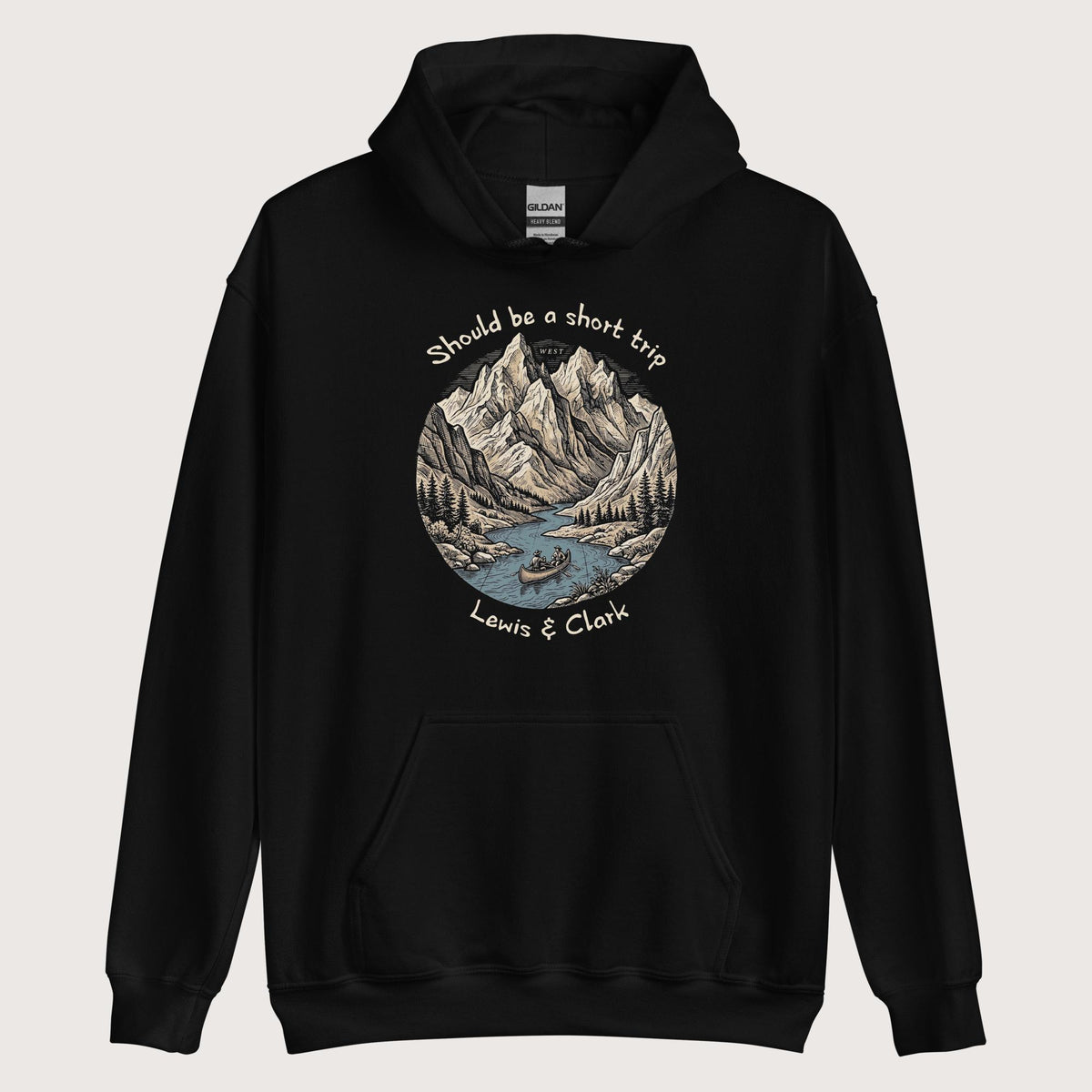 Black Lewis & Clark Short Trip Hoodie - history buff gift by HistoHead