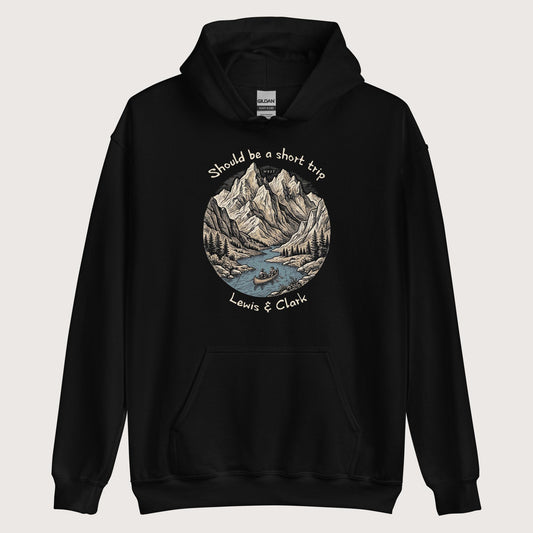 Black Lewis & Clark Short Trip Hoodie - history buff gift by HistoHead