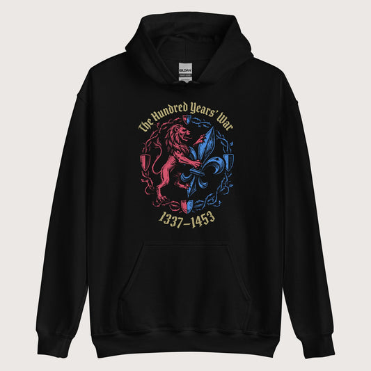Black The Hundred Years' War Hoodie - history buff gift by HistoHead