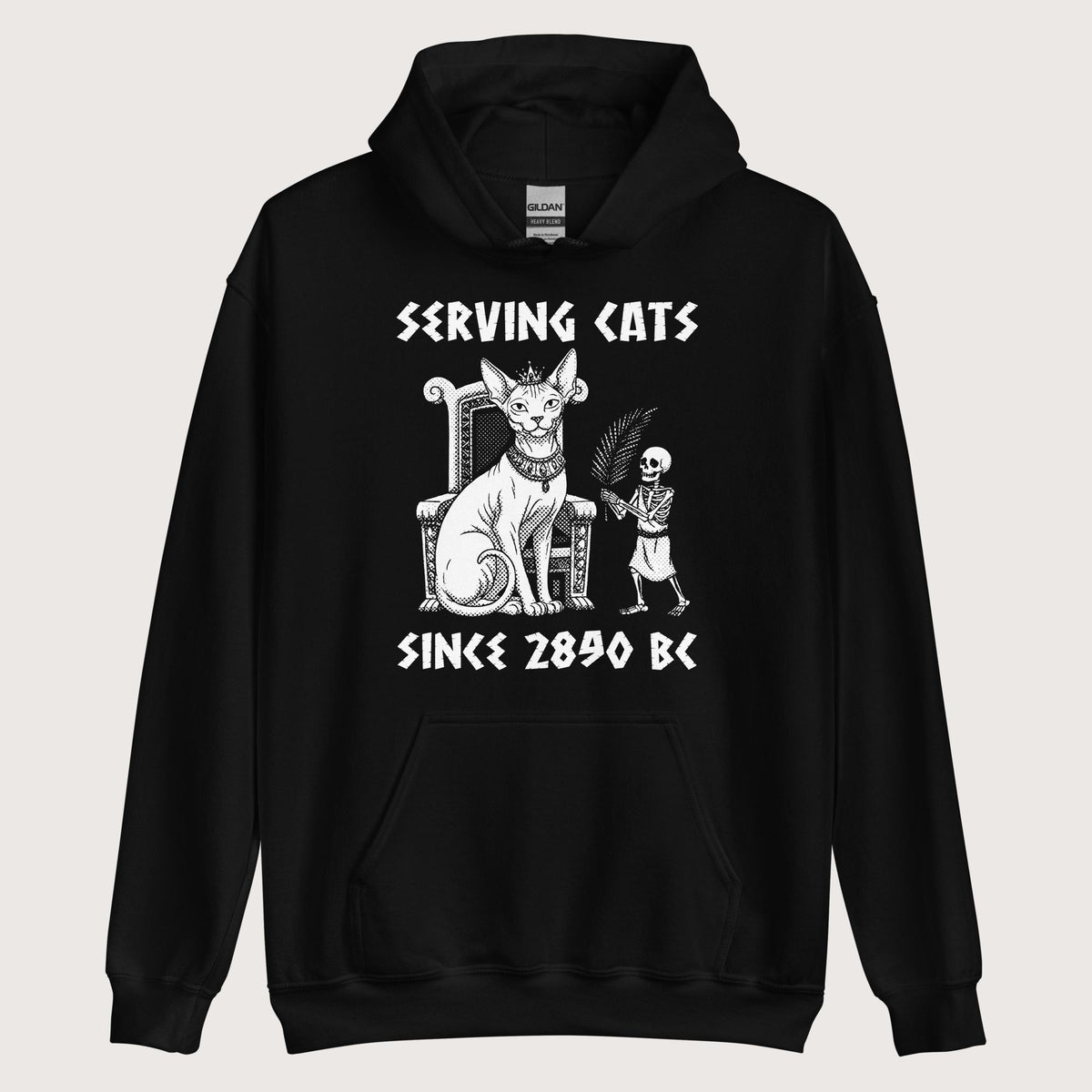 Black Serving Cats Since 2890 BC Hoodie - history buff gift by HistoHead