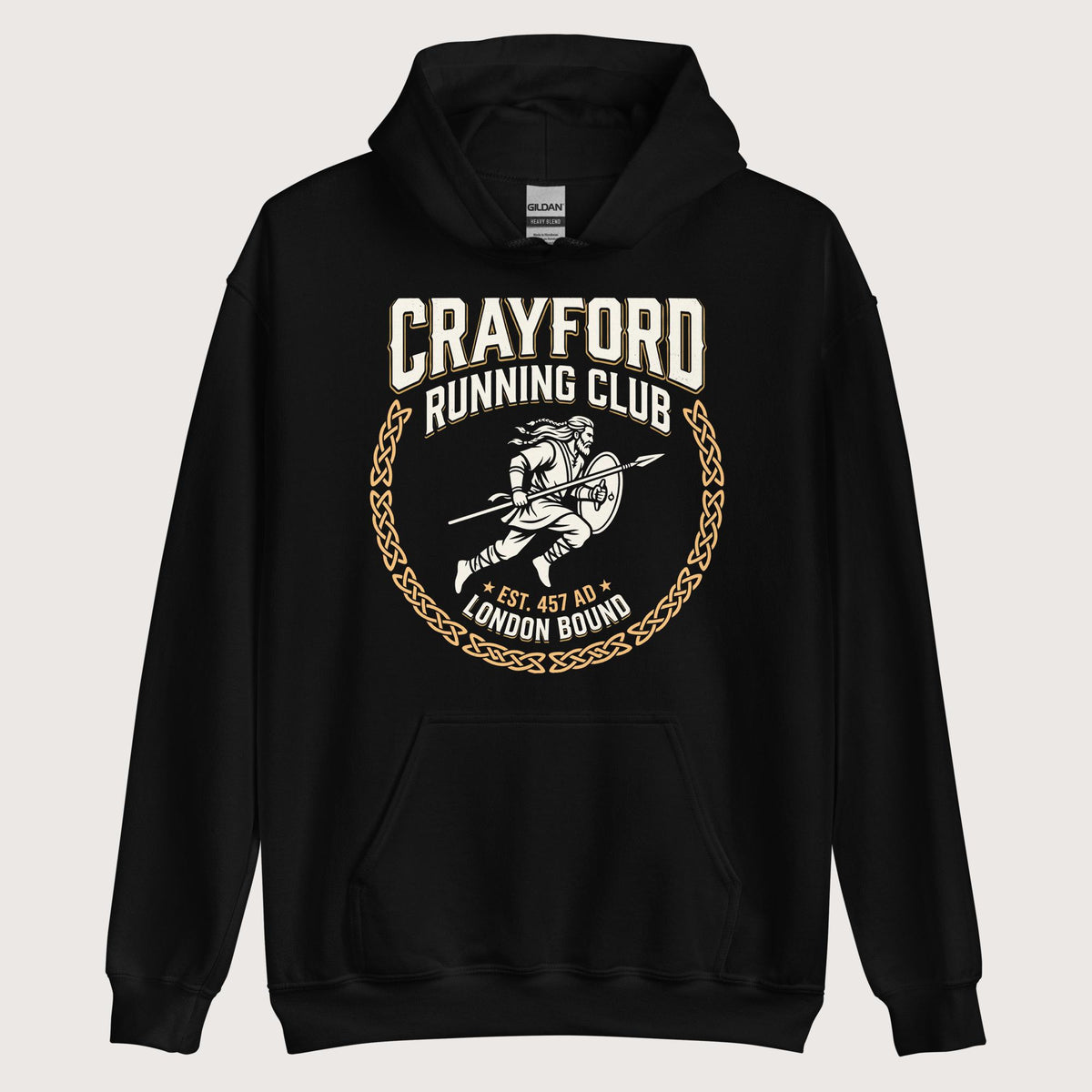 Black Crayford Running Club Hoodie - history buff gift by HistoHead