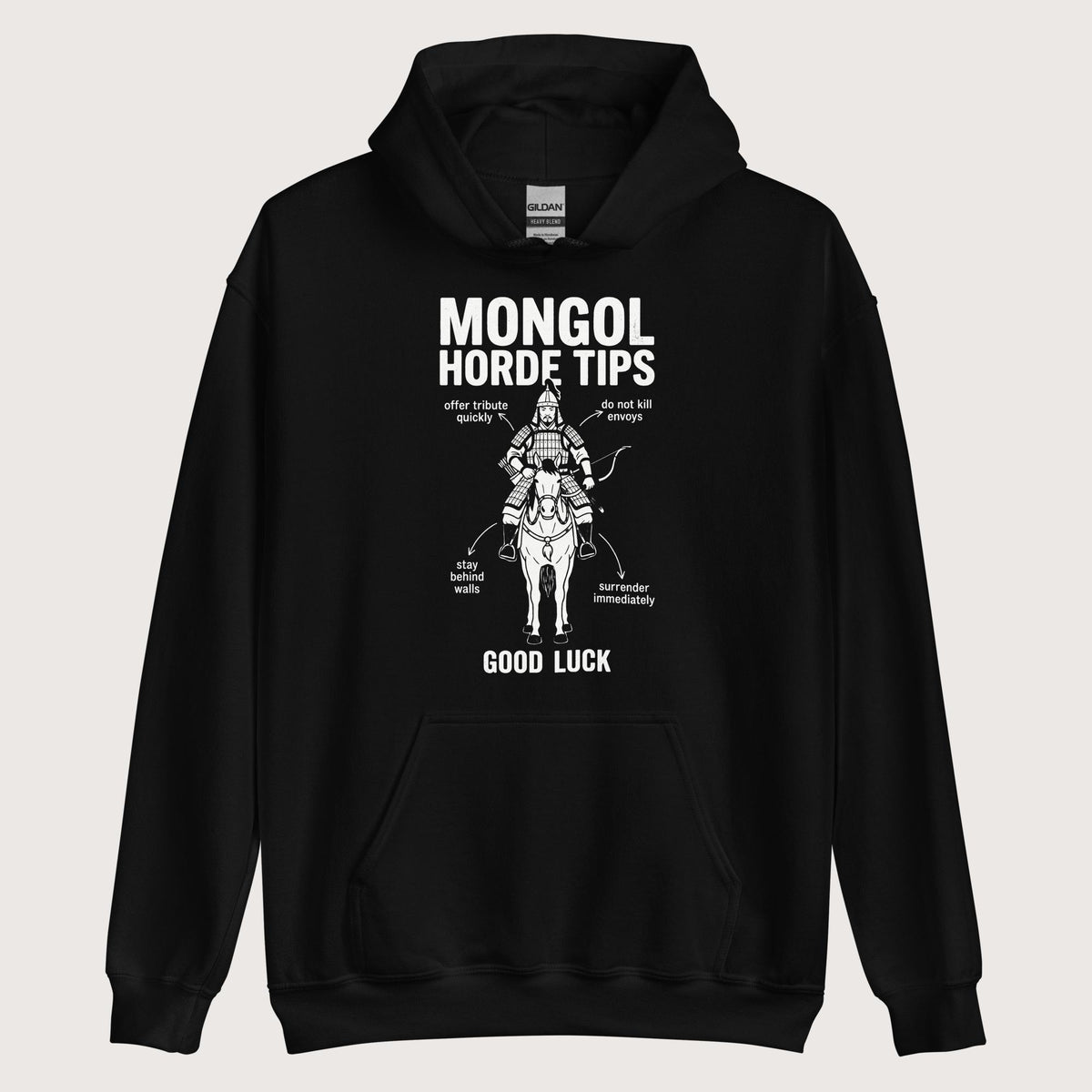 Black Mongol Horde Tips Hoodie - history buff gift by HistoHead