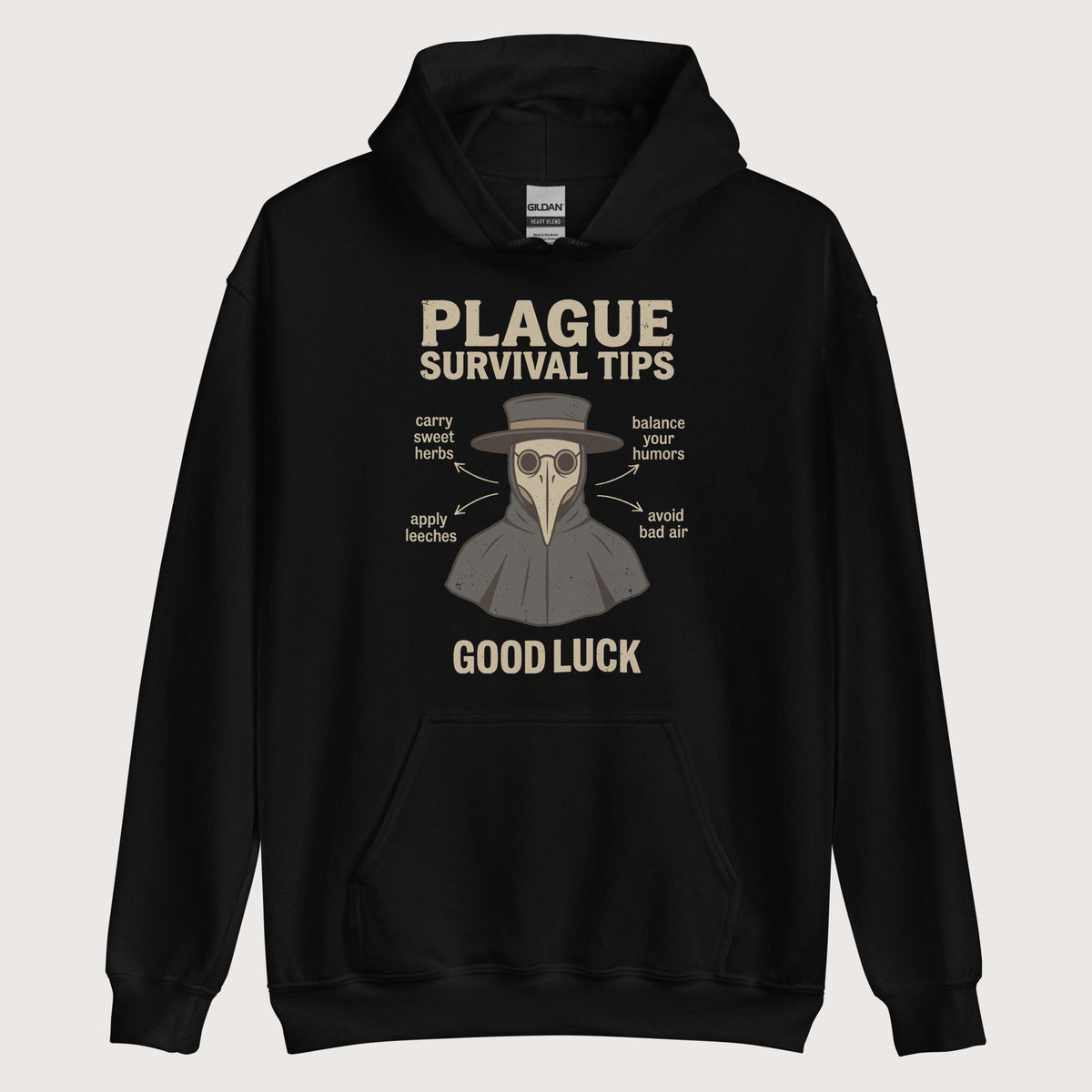 Black Plague Survival Tips Hoodie - history buff gift by HistoHead