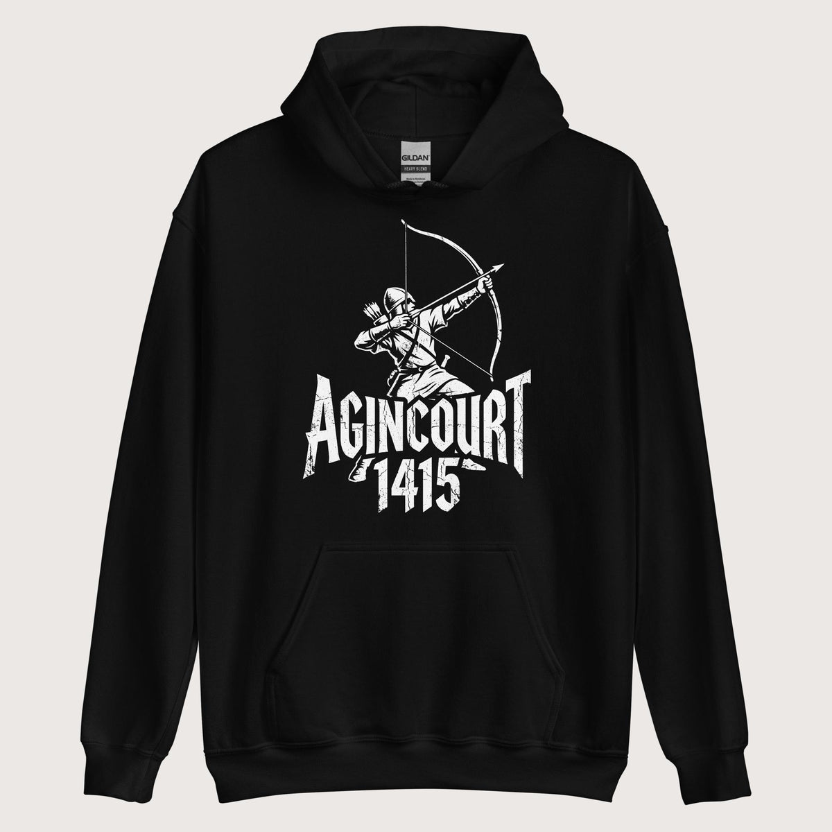 Black Agincourt 1415 Longbowman Hoodie - history buff gift by HistoHead