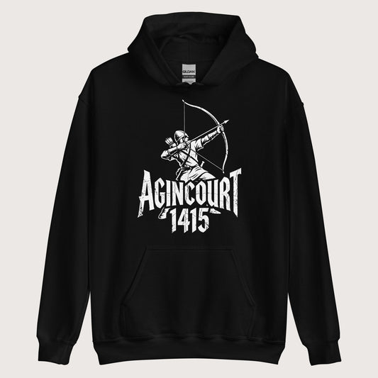 Black Agincourt 1415 Longbowman Hoodie - history buff gift by HistoHead