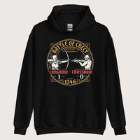 Black Battle of Crécy Longbow vs Crossbow Hoodie - history buff gift by HistoHead