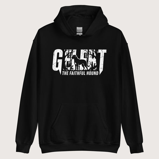 Black Gelert The Faithful Hound Hoodie - history buff gift by HistoHead