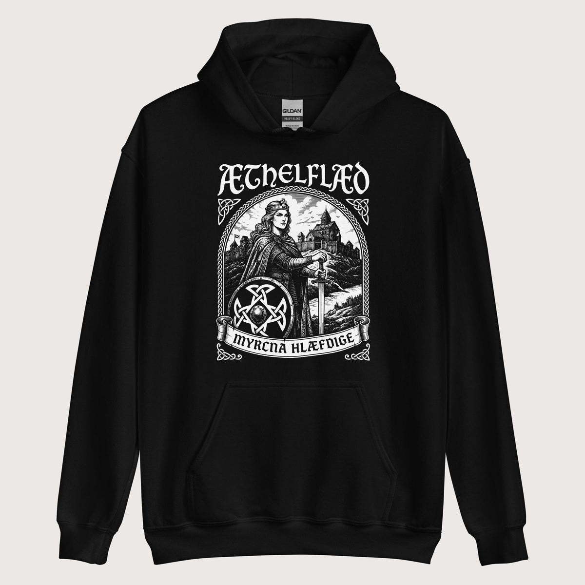 Black Aethelflaed Lady of the Mercians Old English Hoodie - history buff gift by HistoHead