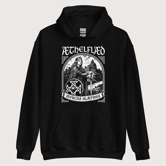 Black Aethelflaed Lady of the Mercians Old English Hoodie - history buff gift by HistoHead