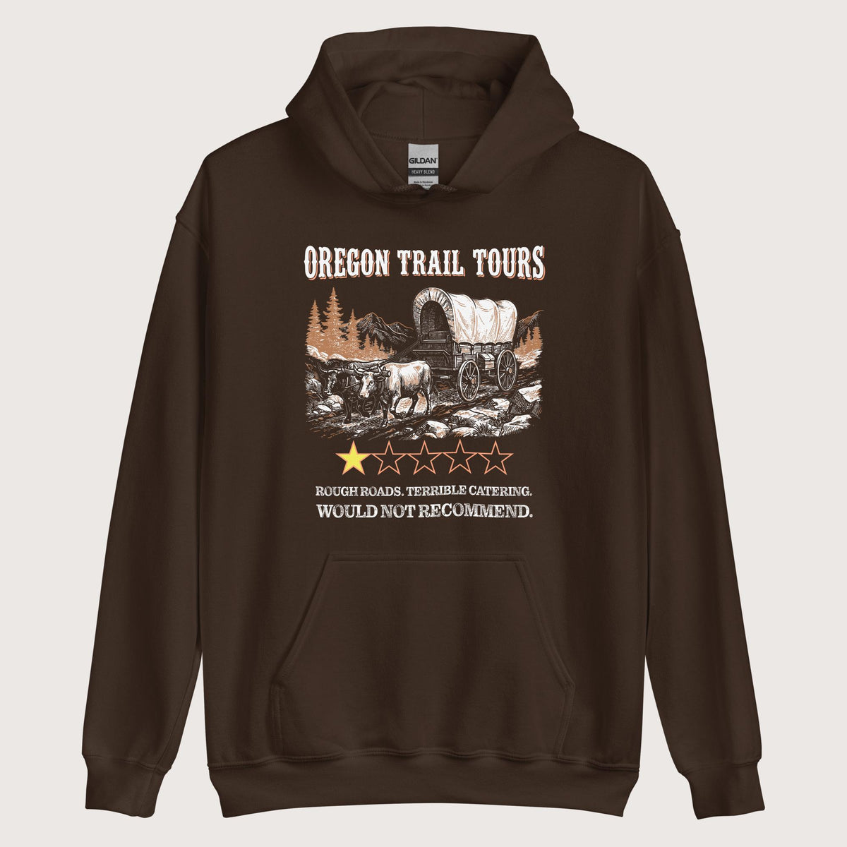 Dark Chocolate Oregon Trail Tours Review Hoodie - history buff gift by HistoHead
