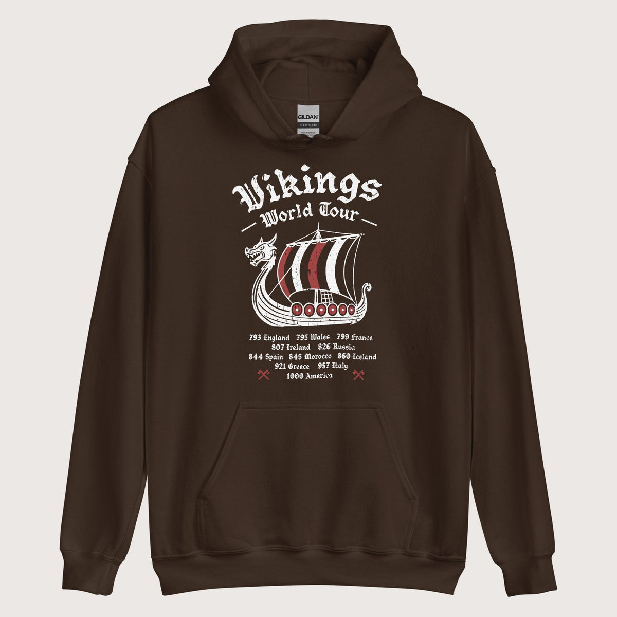 Dark Chocolate Vikings World Tour Hoodie - history buff gift by HistoHead