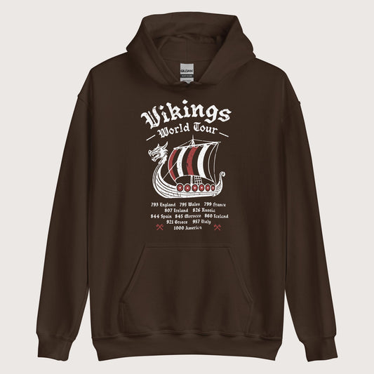 Dark Chocolate Vikings World Tour Hoodie - history buff gift by HistoHead