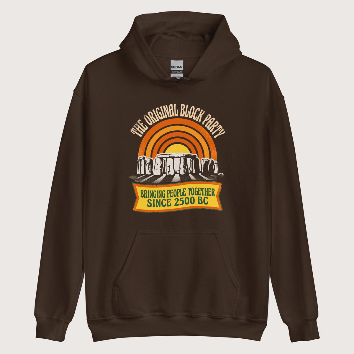 Dark Chocolate Stonehenge Block Party Hoodie - history buff gift by HistoHead