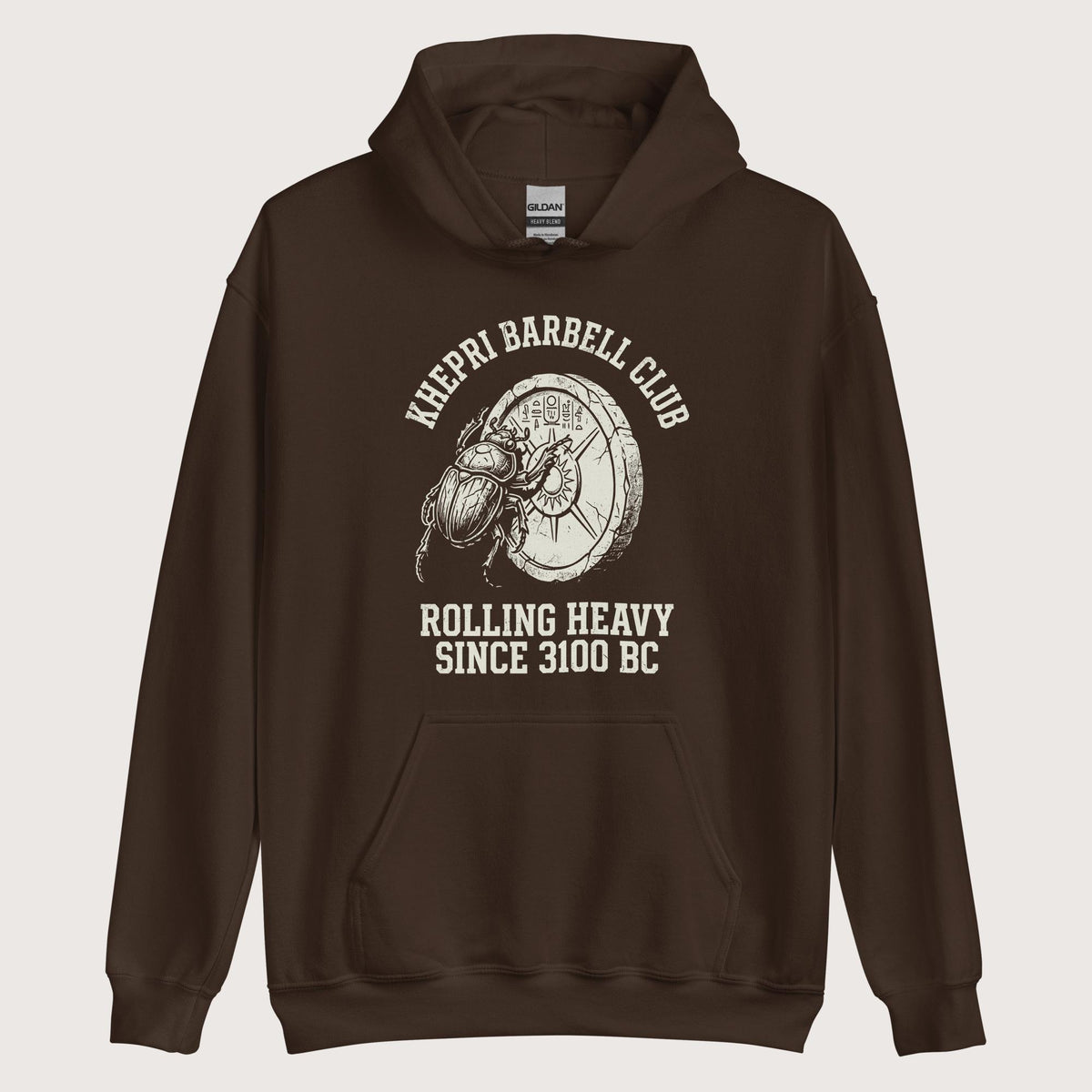Dark Chocolate Khepri Barbell Club Hoodie - history buff gift by HistoHead