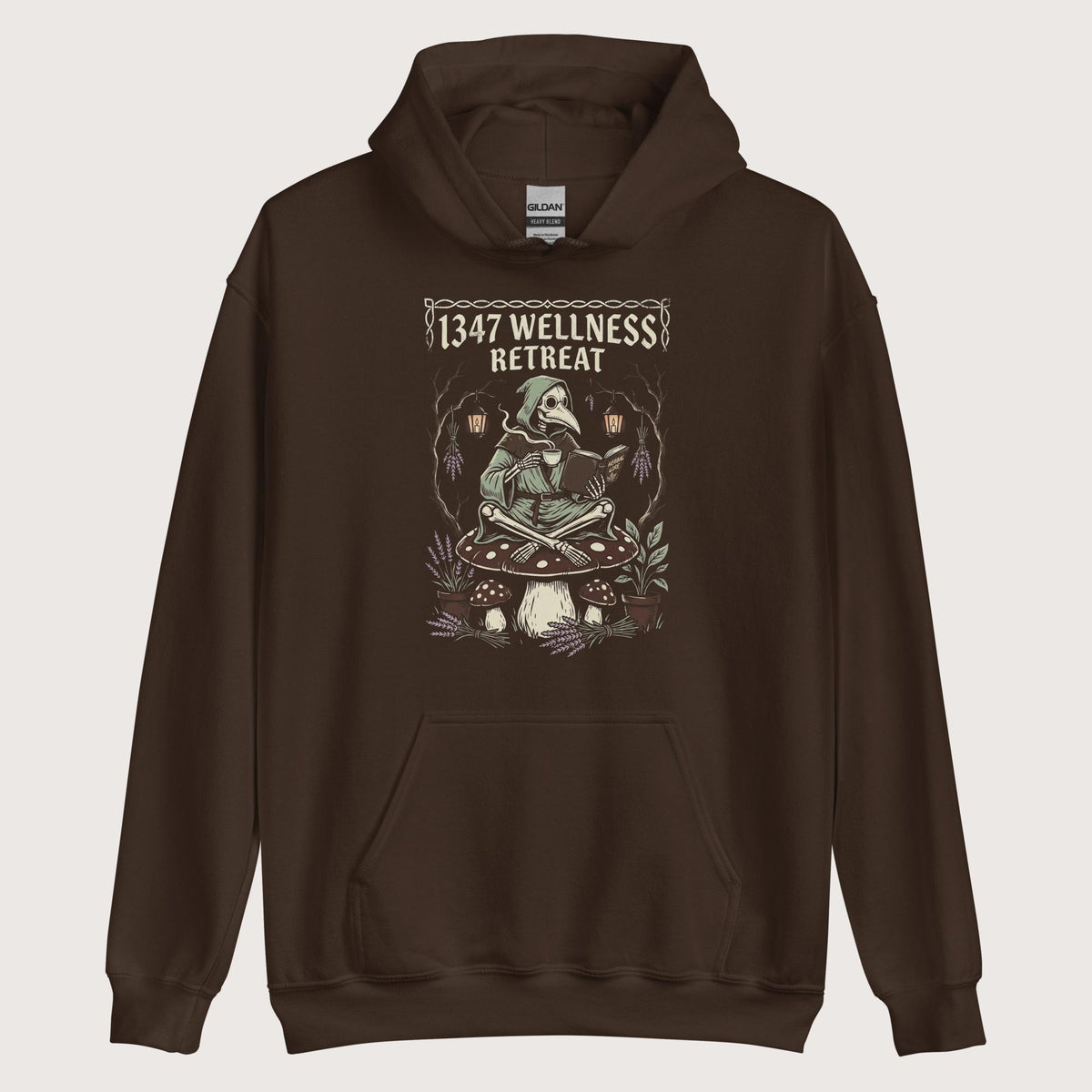 Dark Chocolate Plague Doctor Wellness Retreat Hoodie - history buff gift by HistoHead