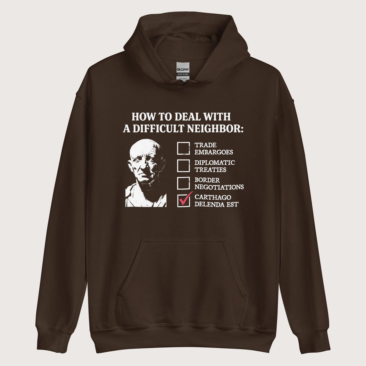Dark Chocolate Cato's Foreign Policy Hoodie - history buff gift by HistoHead