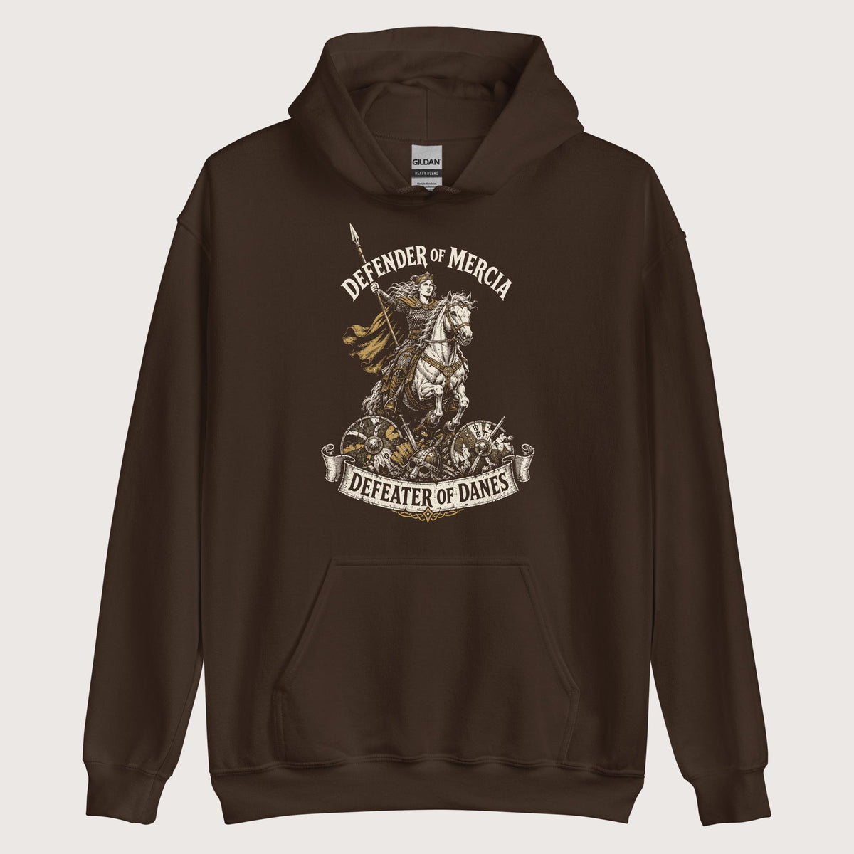 Dark Chocolate Æthelflæd Defender of Mercia Hoodie - history buff gift by HistoHead