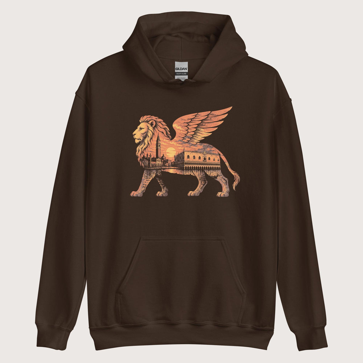 Dark Chocolate Winged Lion of the Lagoon Hoodie - history buff gift by HistoHead