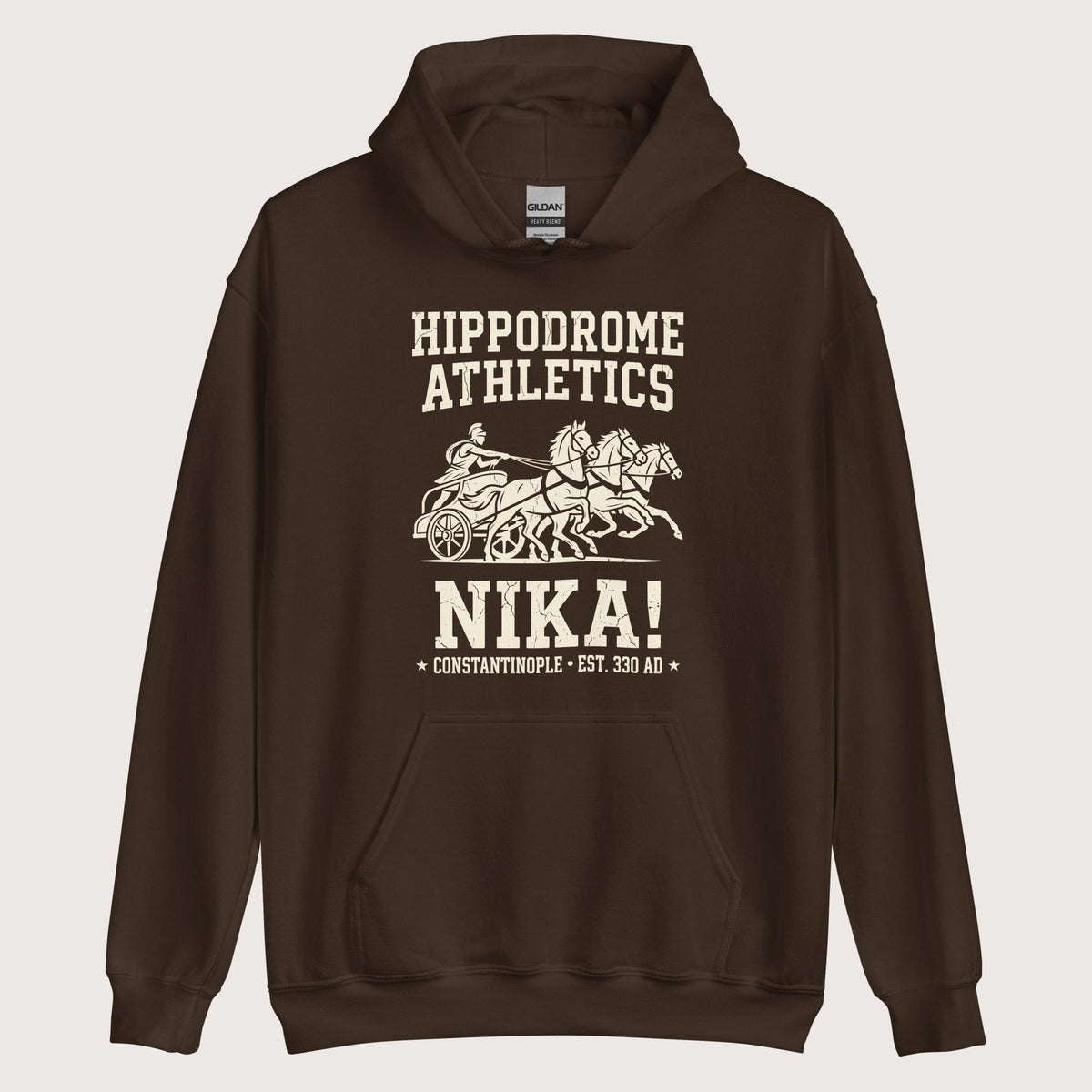 Dark Chocolate Hippodrome Athletics Hoodie - history buff gift by HistoHead