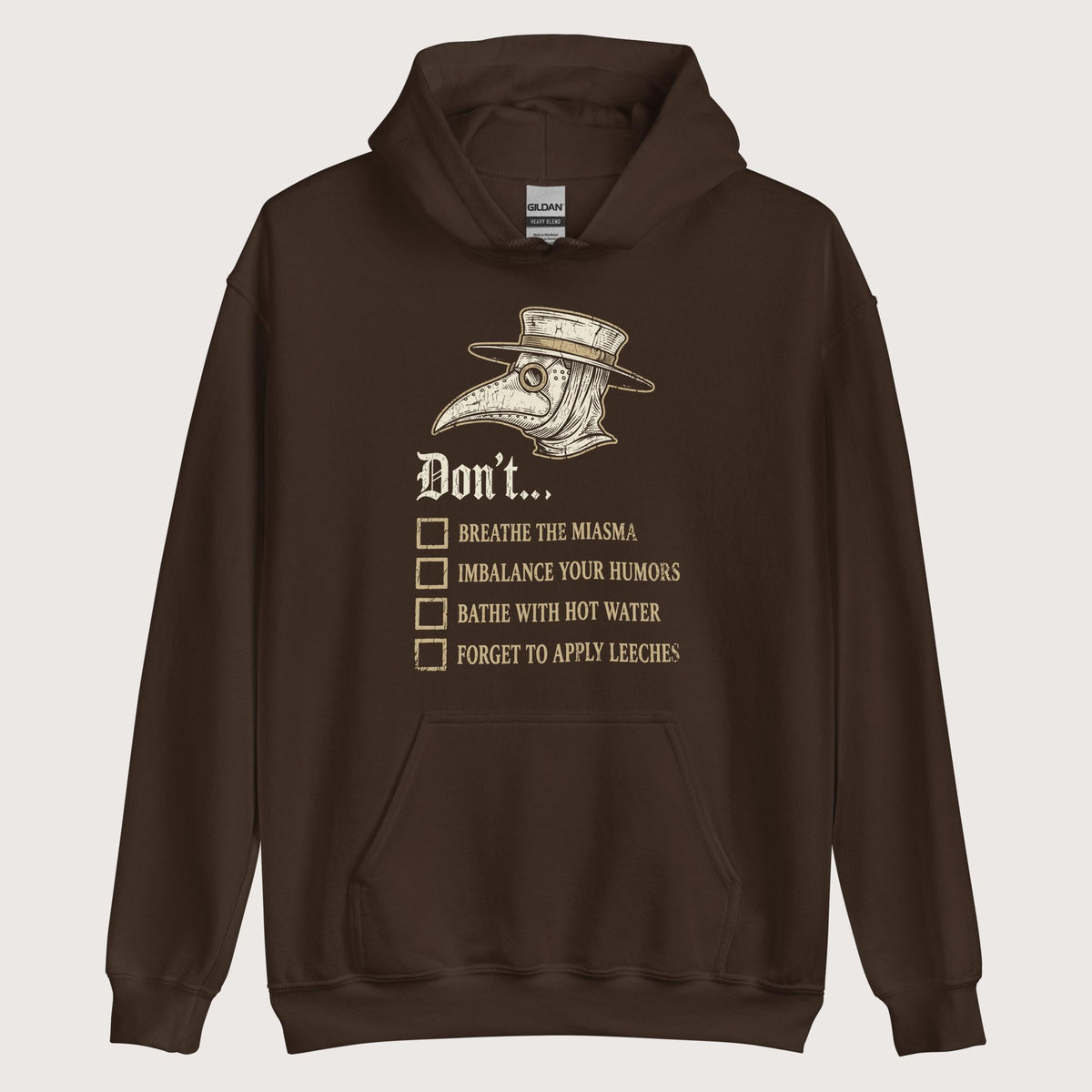 Dark Chocolate Plague Doctor Advice Hoodie - history buff gift by HistoHead