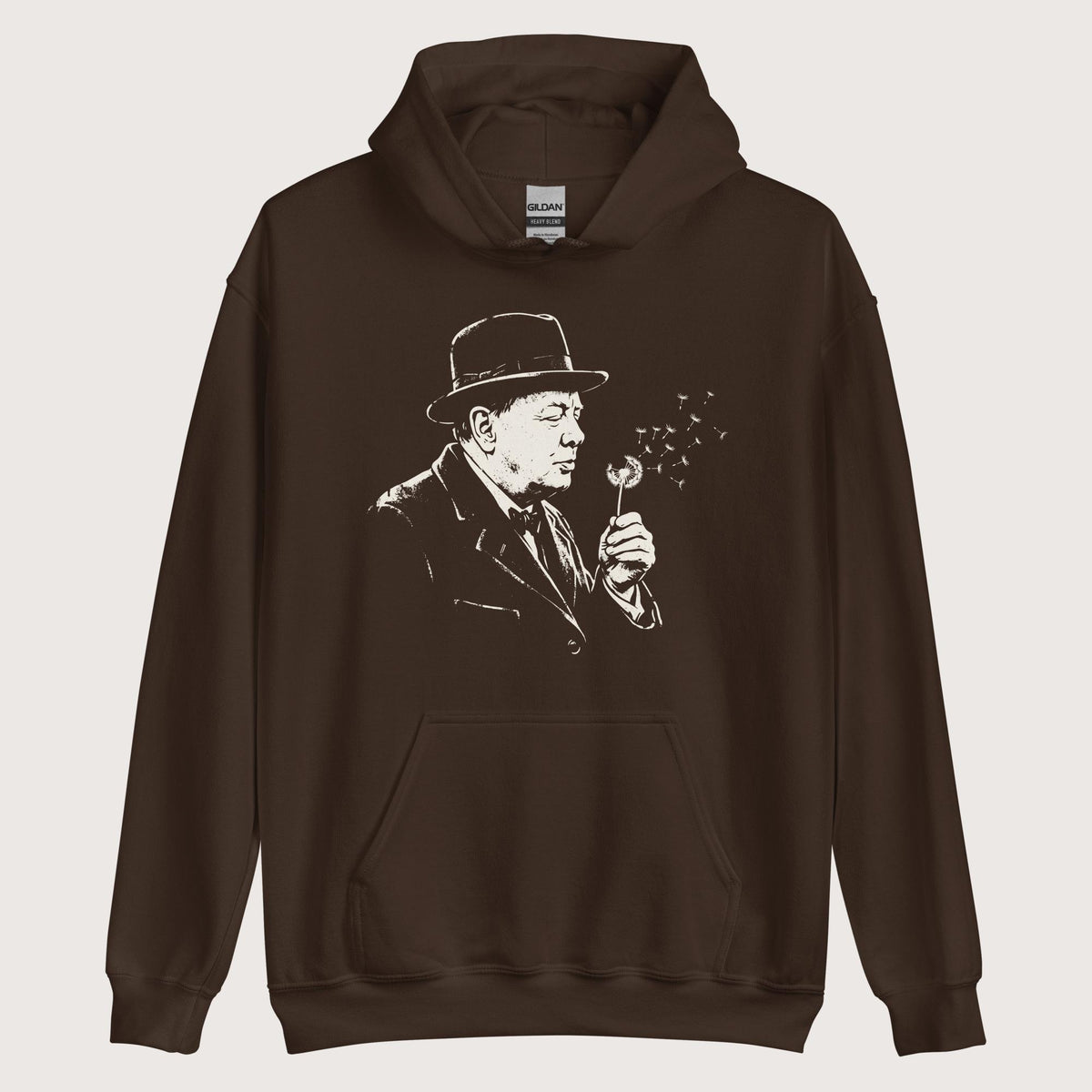Dark Chocolate Winston Churchill Blowing Wishes Hoodie - history buff gift by HistoHead