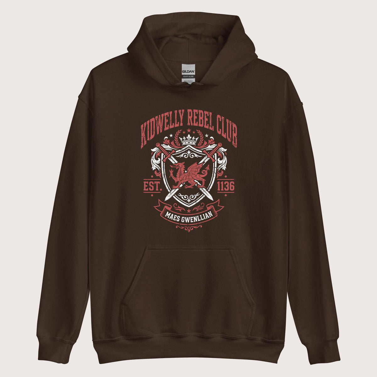 Dark Chocolate Kidwelly Rebel Club Maes Gwenllian 1136 Hoodie - history buff gift by HistoHead