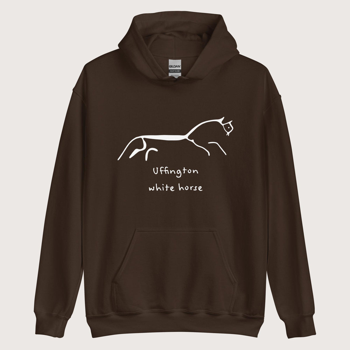 Dark Chocolate Uffington White Horse Hoodie - history buff gift by HistoHead