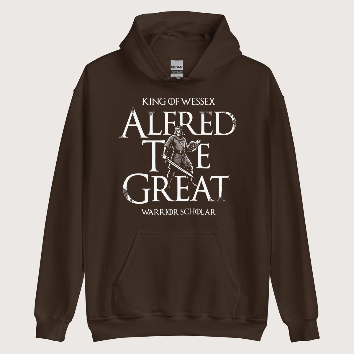 Dark Chocolate Alfred the Great Scholar King Hoodie - history buff gift by HistoHead