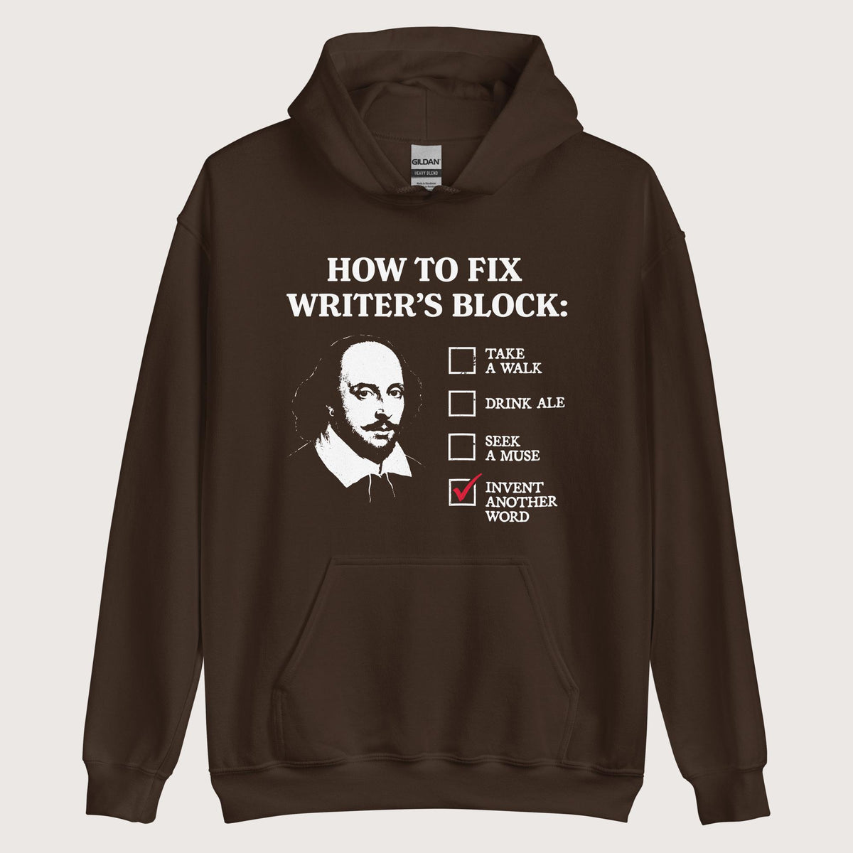 Dark Chocolate Shakespeare How to Fix Writer's Block Hoodie - history buff gift by HistoHead
