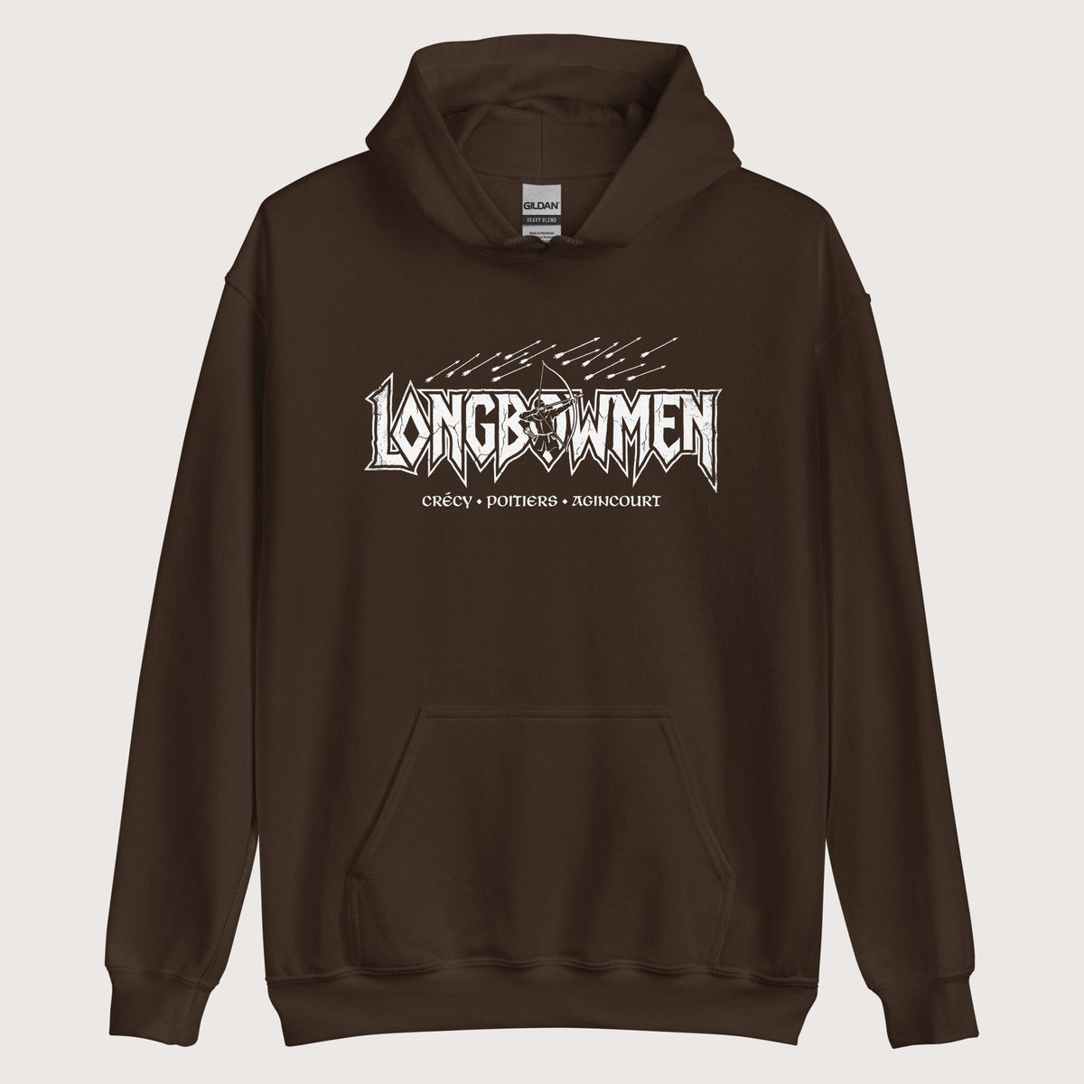 Dark Chocolate Longbowmen Hoodie - history buff gift by HistoHead