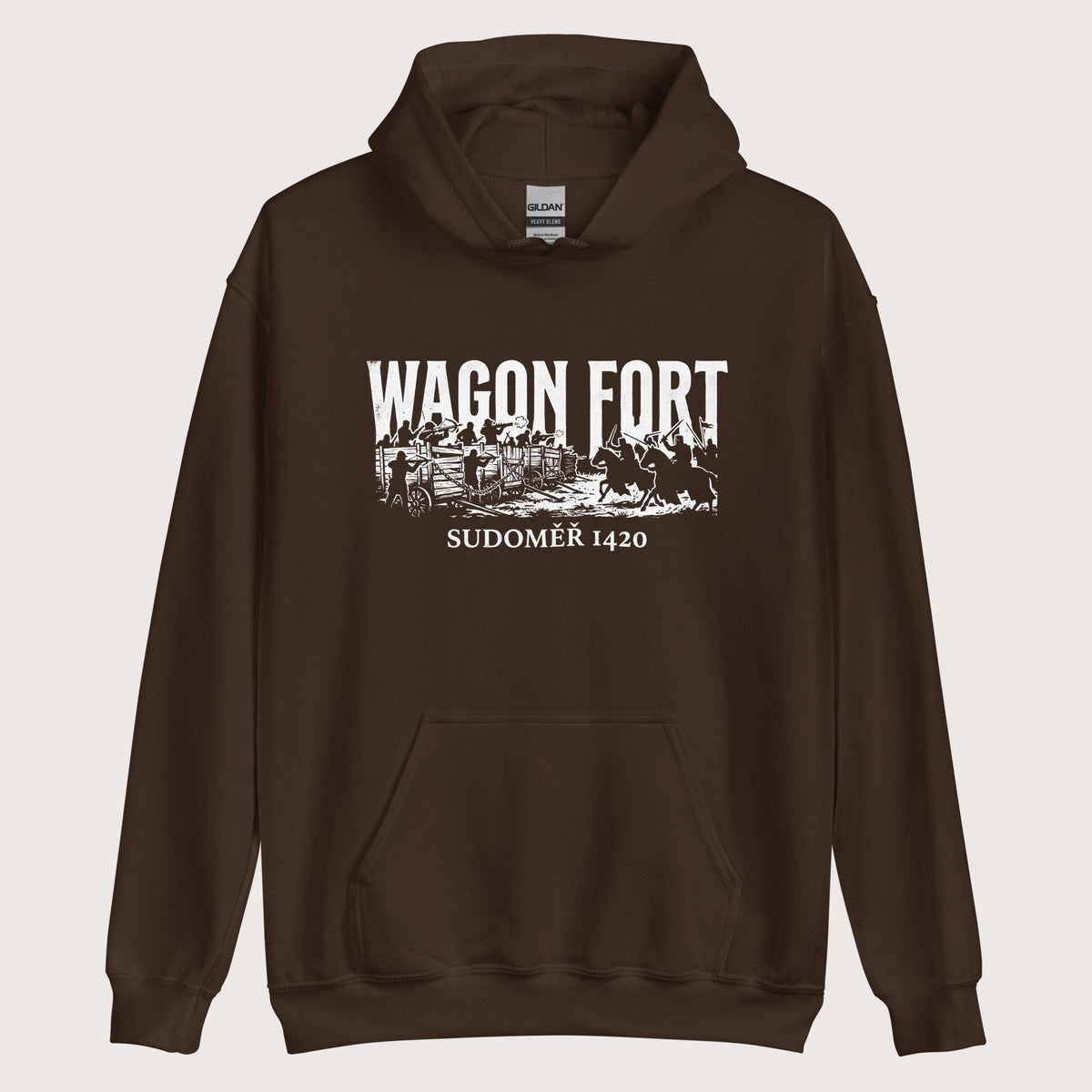 Dark Chocolate Wagon Fort Battle of Sudoměř Hoodie - history buff gift by HistoHead