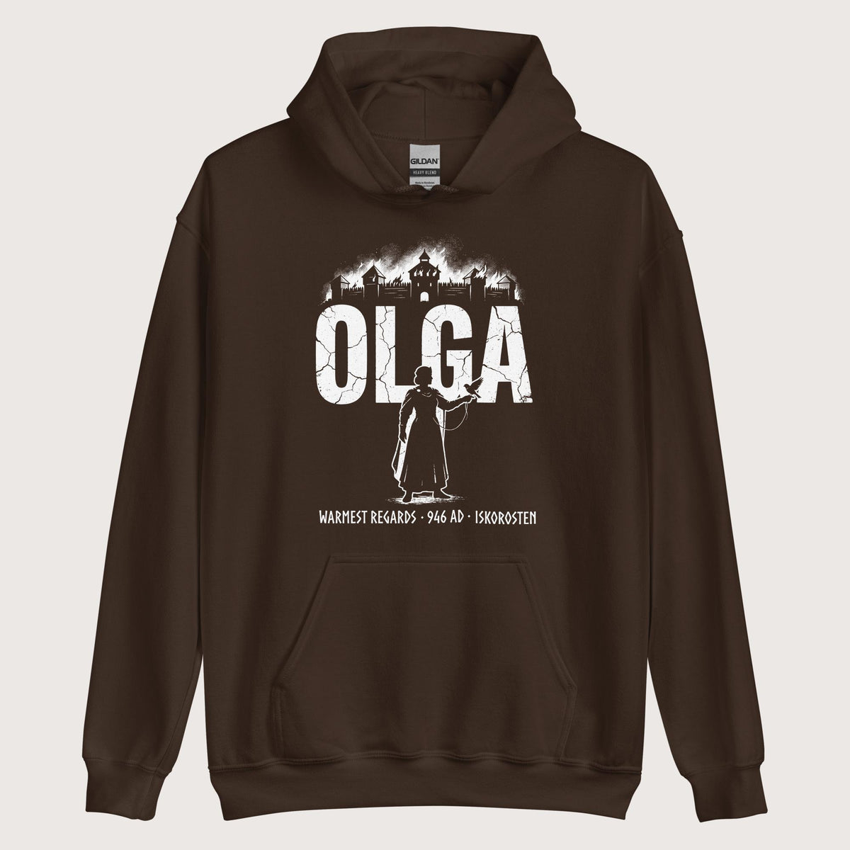 Dark Chocolate Olga of Kiev Warmest Regards Hoodie - history buff gift by HistoHead