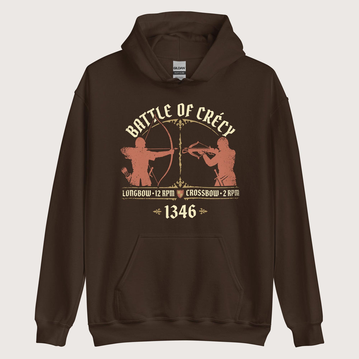 Dark Chocolate Battle of Crecy 1346 Hoodie - history buff gift by HistoHead