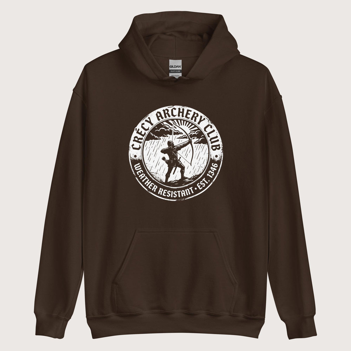 Dark Chocolate Crecy Archery Club Hoodie - history buff gift by HistoHead